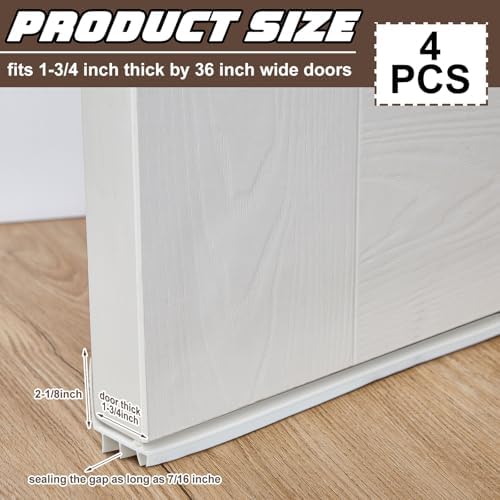 Hicarer 4 Pcs 36 Inch Door Bottom Sweep L Shape 1-3/4" Vinyl Kerf Seal - Image 2