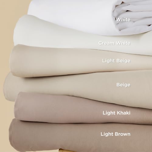 Bedsure Queen Duvet Cover with Fitted Sheet, Double Brushed Bedding, Cream - Image 6
