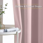 NICETOWN Light Block Window Curtains 84" Length - Home Fashion Thermal Insulated Solid Grommet Room Darkening Window Treatments for Hall Room, Blush Pink, 1 Pair, 52" Wide by 84" Long - Image 5