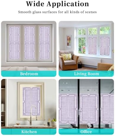 Window Privacy Film Frosted, Lavender Purple Botanical Non-Adhesive Static Cling Window Tint, Vintage Florals Geometric Minimalist Insulated Windows Frosted Films for Living Room, 35.4 x 78.7 Inches - Image 7