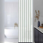 Window Privacy Film Frosted, Green Lines Reusable Static Cling Window Tints, Modern Vertical Striped Vintage Minimalist Heat Control Windows Films for Offices, Balcony, 29.5 x 118 Inches - Image 3