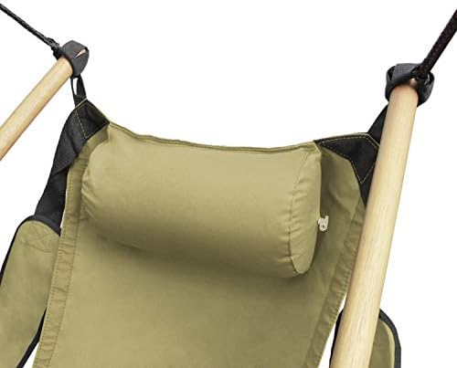 Flexzion Hanging Hammock Air Chair Swing Lounger (Tan) Footrest Armrest Pillow Boho Canvas Hamic Chairs for Outside Outdoor Indoor Patio Porch Upgraded 350lbs, Solid Wooden Dowels, Portable Bag - Image 3