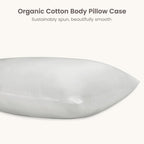 Bioweaves 100% Organic Cotton Body Pillow Cover for Body Pillowcases 300 Thread Count Soft Sateen Weave GOTS Certified with Zipped Closure - 21" x 54", Silver, Pack of 2 - Image 3
