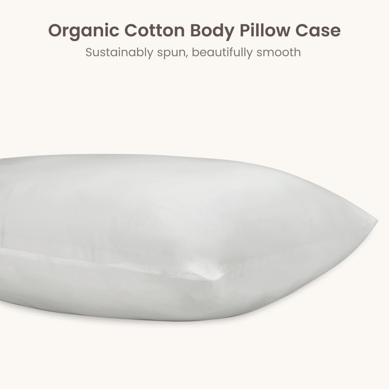 Bioweaves 100% Organic Cotton Body Pillow Cover for Body Pillowcases 300 Thread Count Soft Sateen Weave GOTS Certified with Zipped Closure - 21" x 54", Silver, Pack of 2 - Image 3