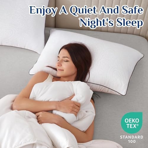 JOLLYVOGUE Pillows Queen Size Set of 4, Cooling and Firm Pillows with Oeko-Tex Certified Down Alternative Filling for Side, Back, and Stomach Sleepers, Hotel Collection - Image 4