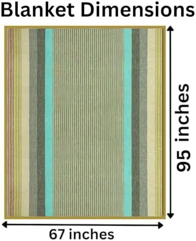 DAVLINA, Alpaca Wool Throw Blanket | Super Soft, Lightweight, Breathable and Hypoallergenic | Non-Itchy or Scratchy (Green Gray Varicolored, Striped) - Image 2
