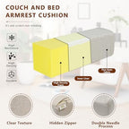 2 Pack Couch Arm Rest Pillow, 6''x6''x20'' Linen Cover, High Density Foam Armrest Cushion, Removable & Washable Elbow Support for Sofa, Bed, and Armchair (Beige) - Image 3