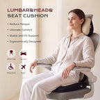 Coverado Car Seat Cushion and Lumbar Support Pillow with Headrest, Memory Foam Cooling Silk Ergonomic Cushion for Driving Back Neck Pain Relief Universal Fit Black&Gray - Image 2