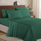 Elegant Comfort Luxury Soft 1500 Premium Hotel Quality Microfiber Wrinkle and Fade Resistant Cozy 6-Piece Bedding Set, Easy All Around Elastic Fitted Sheet, Deep Pocket, King, Hunter Green - Image 2