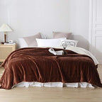 NANPIPER Fleece Throw Blanket Reversible Sherpa Flannel Blanket Super Soft Fuzzy Plush Microfiber (90"x90" Brown) Queen - Image 6