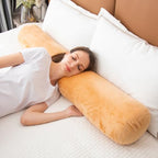 1 MIDDLE ONE Bolster Pillow for Bed, Long Round Body Pillow for Adults with Removable Velvet Cover, Decorative Tube Roll Cylinder Pillow, 47 x 7.87 Inch, Brown - Image 3