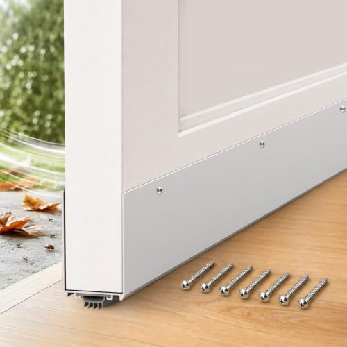 1-3/4'' x 48'' Aluminum Under Door Seal, Door Draft Stopper with Neoprene Rubber Insert, U-Shape Door Sweep to Block Cold Air, Dust, Pests, Rodent Proof for Interior/Exterior Doors (Silver by Heainaiyoo