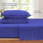 100% Pima Cotton Pillowcases – 800 Series, Ultra Soft & Cooling, King/Cal-King 20"x40", Set of 2 – Royal Blue, Hotel Luxury Quality, Envelope Closure, Skin & Hair Friendly - Image 2