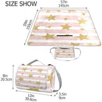 MNSRUU Picnic Blanket Waterproof Foldable, Gold Glittering Stars Large Outdoor Picnic Beach Camping Blanket Travel Mat, Shoulder Strap Tote, Rectangle 57x59in - Image 3