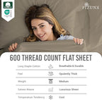 Pizuna 100% Cotton Twin XL Sheet Set 600 Thread Count Simply Taupe - Image 2