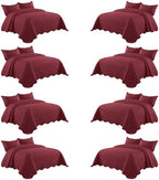 IR Imperial Rooms King Quilt Burgundy Leaf 8 Pack for Hotel Guest Room by IRImperialRooms