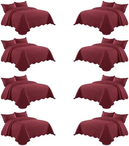 IR Imperial Rooms King Quilt Burgundy Leaf 8 Pack for Hotel Guest Room by IRImperialRooms