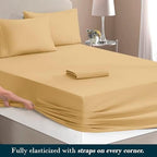 Mocassi Twin Size 4-Piece Bed Sheet Set - 1800 Premium Hotel Quality Microfiber 18-24 Inches Extra Deep Pocket Fitted Sheet- Luxury Soft, Breathable, Wrinkle, and Fade Resistant, Gold - Image 4