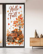 Window Privacy Film Frosted, Thanksgiving Non-Adhesive Static Cling Window Tint, Fall Orange Car Pumpkin Maple Wood Grain Insulated Windows Frosted Films for Living Room, 35.4 x 78.7 Inches - Image 5