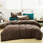 Luxlovery Brown Comforter Set Twin Chestnut Brown Bedding Comforter Set Chocolate Color Solid Soft Breathable Blanket Quilts Dark Color 3 Piece Bedding Set for Women Men Teens Adults - Image 3