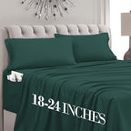 Mocassi Cal King Size 4-Piece Bed Sheet Set - 1800 Premium Hotel Quality Microfiber 18-24 Inches Extra Deep Pocket Fitted Sheet- Luxury Soft, Breathable, Wrinkle, and Fade Resistant, Hunter Green by MocassiLuxuryBedding