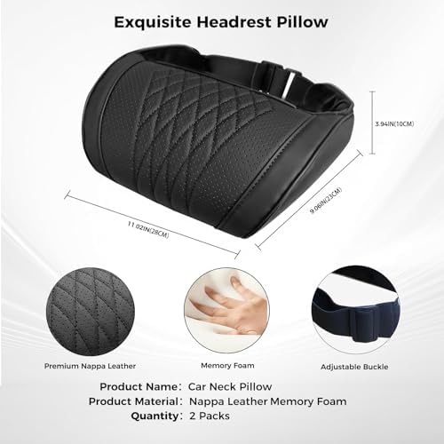 2 PCS Nappa Leather Car Neck Headrest Pillow for Tesla Accessories - Image 2