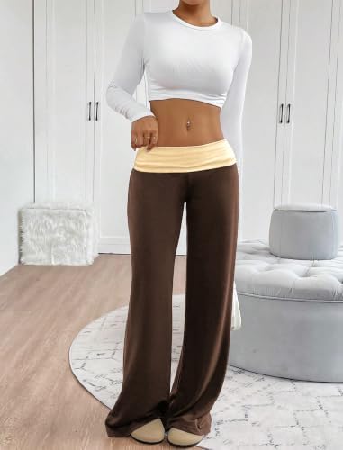 ZAFUL Women's Striped Pants Fold Waist Wide Leg Pants Lounge Pajama Pants - Image 4