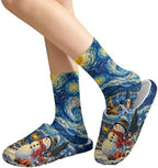 Womens Cozy Furry House Slippers Mid Crew Socks Indoor Outdoor - Image 2