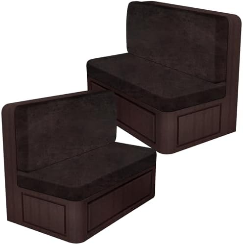 ANARACHON Leather Look RV Dinette Cushion Covers, Stretch Camper Cushion Slipcovers for Travel Trailer Couch RV Booth Seat(2 Backrest Cover & 2 Bench Cover,07 Chocolate) by ANARACHON