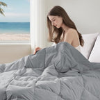 puredown® Soft Feather Down Blanket Lightweight Packable Down & Feather Fill Blanket for Indoor and Outdoor Use, Queen Size Blankets, 88"X90", Alloy Gray by Puredown