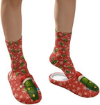 Jeiento Winter Fuzzy Slipper and Crew Socks for Women,Adult Slip-on Close Toe House Slipper,Flat Comfort home Slides - Image 4