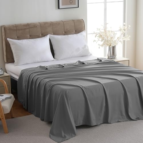 ZPECC Full Flat Sheets Only Dark Gray 6 Pack, Color-Coded Hem Threads - Image 2