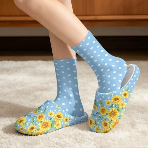 Fuzzy Slipper with Socks for Women Slip On House Slipper and Socks Set Cozy Fuzzy Slippers for Indoor - Image 2