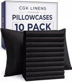 Standard Pillow Cases - 10 Pack Soft Pillowcase Covers - 20" x 26" (Black) by CGKUnlimited