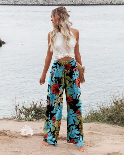Angerella Womens Elastic High Waisted Palazzo Pants Casual Wide Leg Long Lounge Pant Trousers with Pocket - Image 2