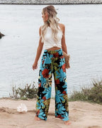Angerella Womens Elastic High Waisted Palazzo Pants Casual Wide Leg Long Lounge Pant Trousers with Pocket - Image 2
