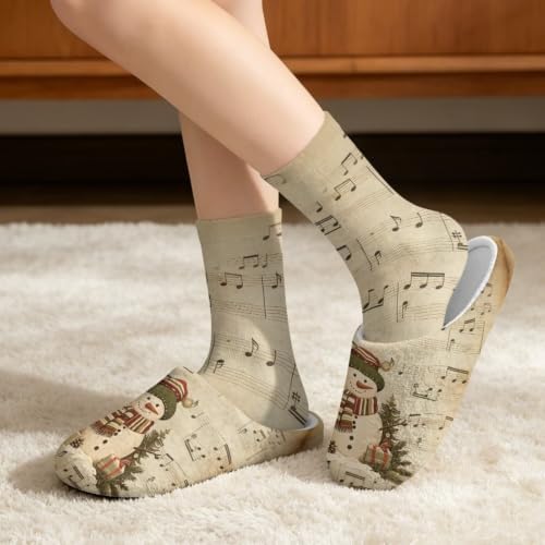 House Slipper and Socks Set for Women Warm Comfy Fuzzy Slipper with Crew Socks Plush Fuzzy Slippers for Indoor - Image 2