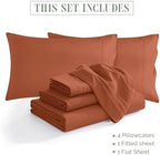 Elegant Comfort 1500 Premium Quality 6-Piece Bed Sheet Set - 18-24 Inch Extra Deep Pocket, Smart Storage Pockets, Wrinkle Free Ultra Soft 6PC Extra Deep Pocket Sheets, Queen, Coral - Image 4