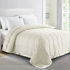 puredown® Blankets Queen Size - Soft Lightweight Down Blanket for Bed, Cozy Warm Luxury Bed Blanket with Satin Trim, Ivory (90"X90") by Puredown