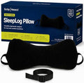 Next-GEN SleepLog Bone Shaped Chiropractic Neck Pillow – Adjustable Fill Cervical & Lumbar Support with 60" Positioning Strap – Latex Free – Full 15"x7" Black by ScripHessco