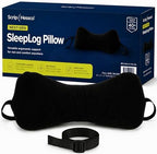 Next-GEN SleepLog Bone Shaped Chiropractic Neck Pillow – Adjustable Fill Cervical & Lumbar Support with 60" Positioning Strap – Latex Free – Full 15"x7" Black by ScripHessco
