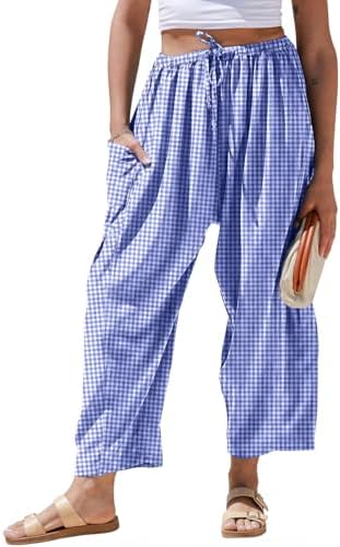 TARSE Womens Linen Wide Leg Striped Pants Casual Barrel Palazzo Harem Pants by TARSE