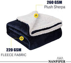 NANPIPER Sherpa Blanket Warm Blankets for Winter Super Soft Fuzzy Flannel Fleece/Wool Like Reversible Velvet Plush Couch Blanket Lightweight(Navy Blue Throw Size 50"x60") - Image 3