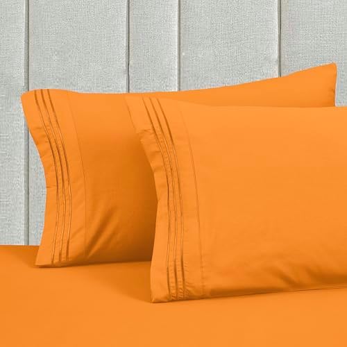 Mocassi Twin XL Size 4-Piece Bed Sheet Set - 1800 Premium Hotel Quality Microfiber 18-24 Inches Extra Deep Pocket Fitted Sheet- Luxury Soft, Breathable, Wrinkle, and Fade Resistant, Orange - Image 6