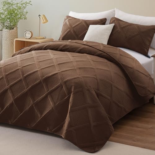 Exclusivo Mezcla 3-Piece Soft Quilts Queen Size Bedding Set, Brown - Image 2
