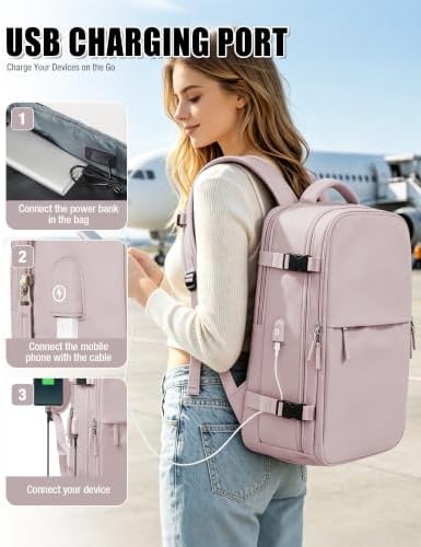 Vacuum Seal Travel Backpack with Air Pump Vacpack Waterproof Carry On Backpack for Travel Bag Women with Vacuum System Compression Airlines Approved Daypack Laptop Hiking Space Saver Bags PinkPurple - Image 6