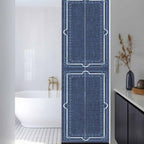 Window Privacy Film Frosted, Navy Blue Botanical Reusable Static Cling Window Tints, Vintage Florals Geometric Minimalist Heat Control Windows Films for Offices, Balcony, 29.5 x 118 Inches - Image 3