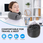 Neck Travel Pillow |100% Pure Memory Foam Neck Pillow Comfortable & Breathable Cover, Machine Washable for Travel, Airplane, Car Rides, & Home Use, Travel Kit with Eye Masks, Earplugs, & Bag (Gray) - Image 3