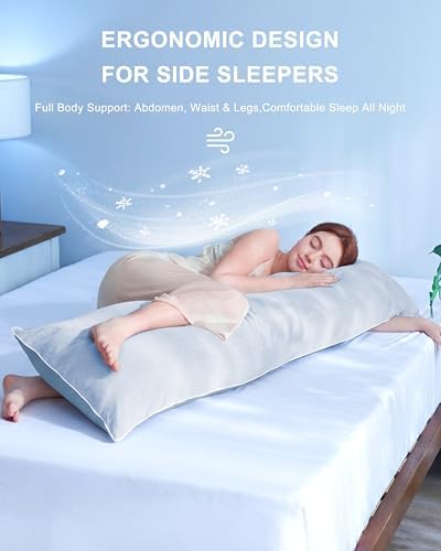 YZ HOME Cooling Body Pillow for Adults,Cold Touch Fabric(Bule,20"x54") - Image 3