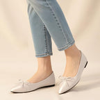 KUNWFNIX Women's Ballet Flats Foldable Classic Crown Rhinestone Slip On Bowknot PU Leather Faux Suede Pointed Toe Comfort Flat Casual Dress Shoes - Image 3